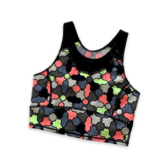 Sweaty Betty Multicolor Geometric Print Low Impact Athleisure Workout Crop Top - Picture 1 of 8